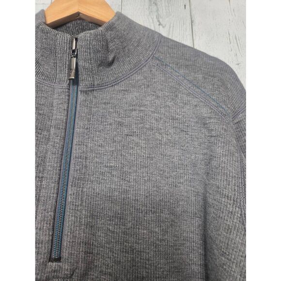 Tommy Bahama Mid Grey Knit Half Zip Contrast Stitching Sz L EST - Picture 5 of 6